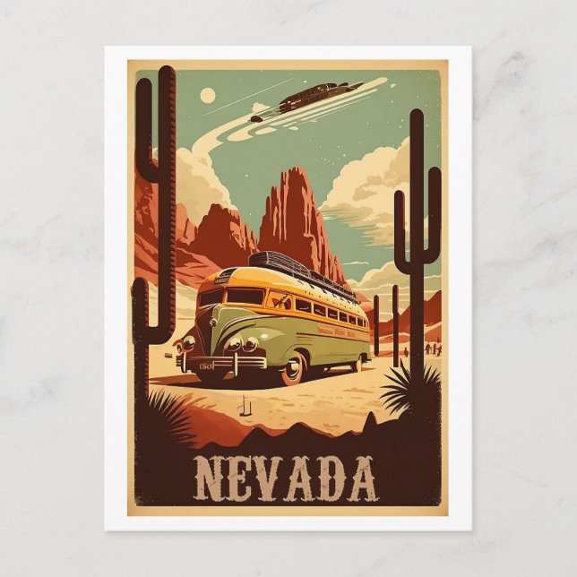 Nevada Vintage Travel Art Postcard (Front)