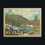 Nevada Vintage Travel Snowy Winter Nature Postcard<br><div class="desc">Nevada snowy winter scene featuring a river flowing through the mountains and a blue sky with puffy clouds. A lovely nature outdoors image for campers,  hikers and adventure seekers.</div>