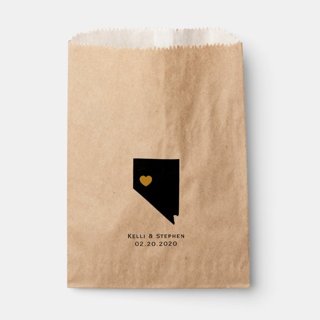 Nevada Wedding Favor Treat Sacks, Gift Bags (Front)