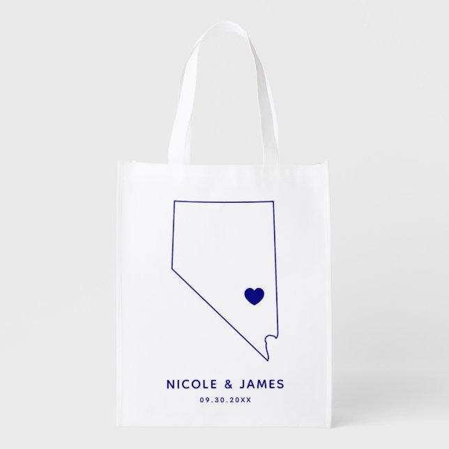 Nevada Wedding Welcome Bag Navy Tote with Map (Front)