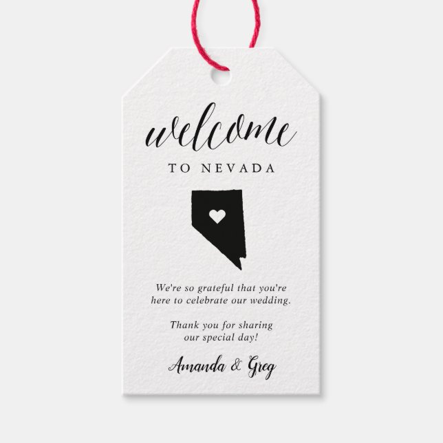 Nevada Wedding Welcome Gift Tags (Front)