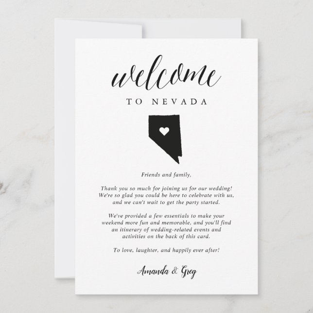 Nevada Wedding Welcome Letter & Itinerary (Front)