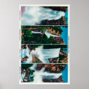 Nevada, Yosemite, Vernal, and Bridal Veil Falls Poster
