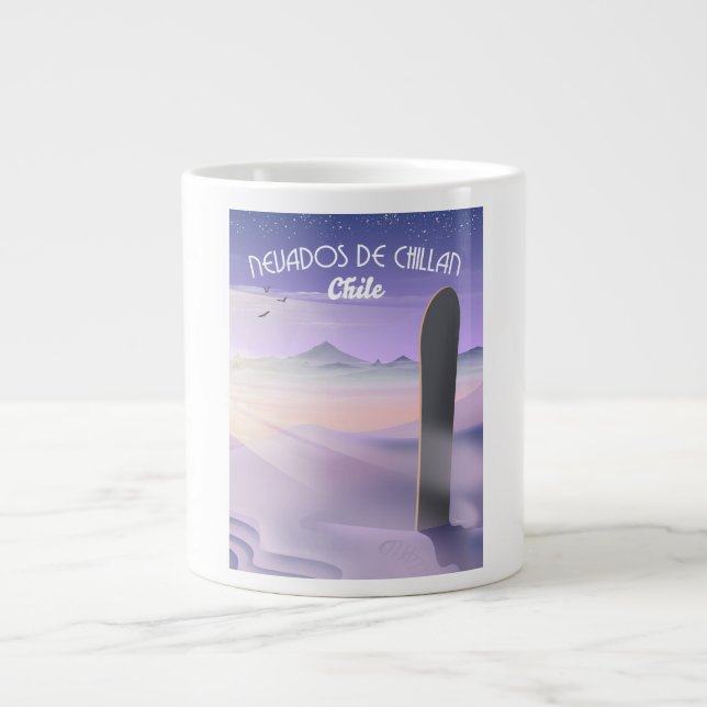 Nevados de Chillan, Chile Snowboarding poster. Giant Coffee Mug (Front)