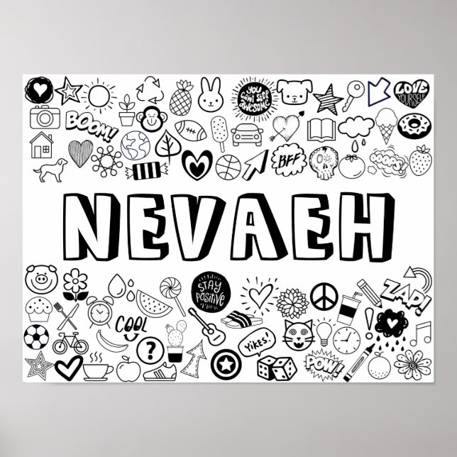'NEVAEH' Colour-it-Yourself Outline Design Poster (Front)