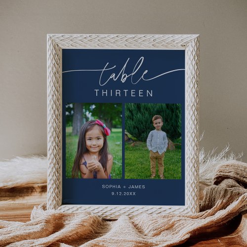 NEVE Navy Blue Childhood Photos Table Number 8x10 Poster