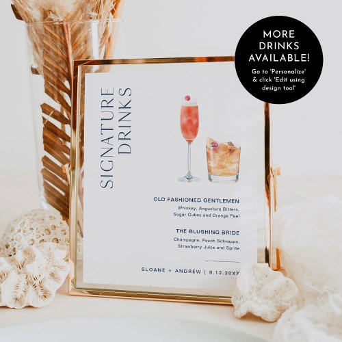 NEVE Navy Signature Drinks Wedding Sign