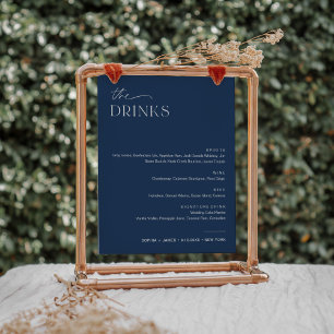 NEVE Navy Wedding Bar Drink Menu Sign