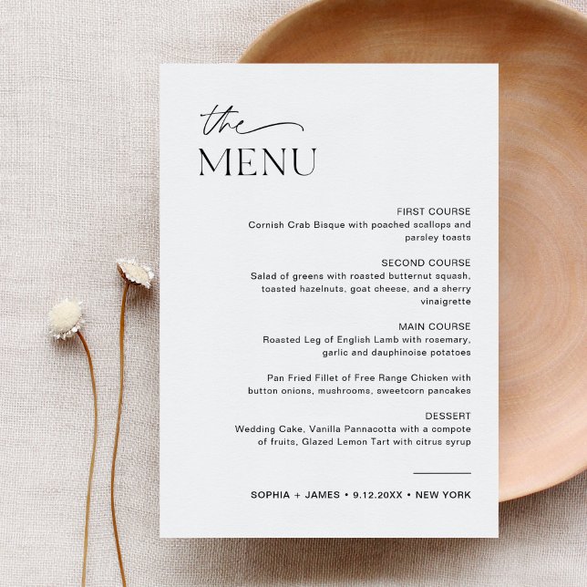 NEVE Navy Wedding Dinner Menu 5x7 Card (Creator Uploaded)