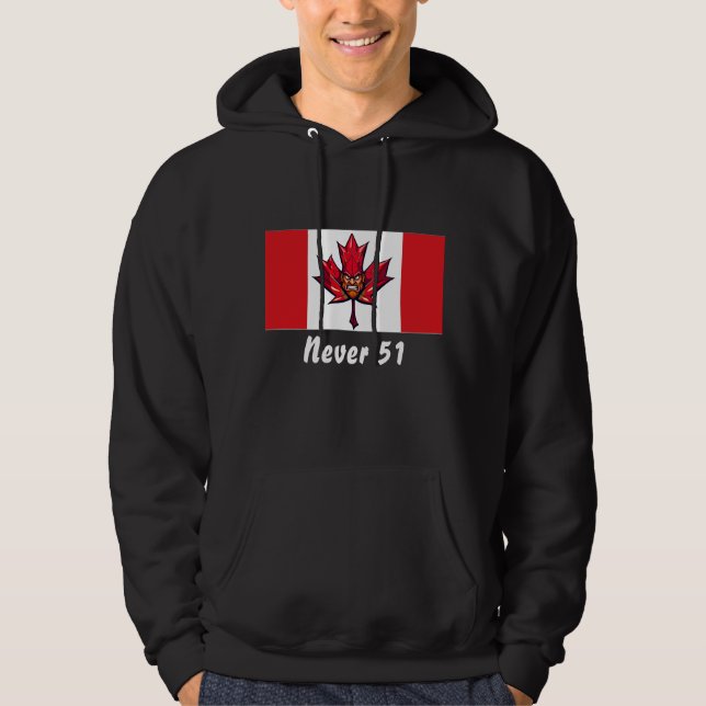 Never 51, Canada Canadian Flag, Angry Warrior Face Hoodie (Front)
