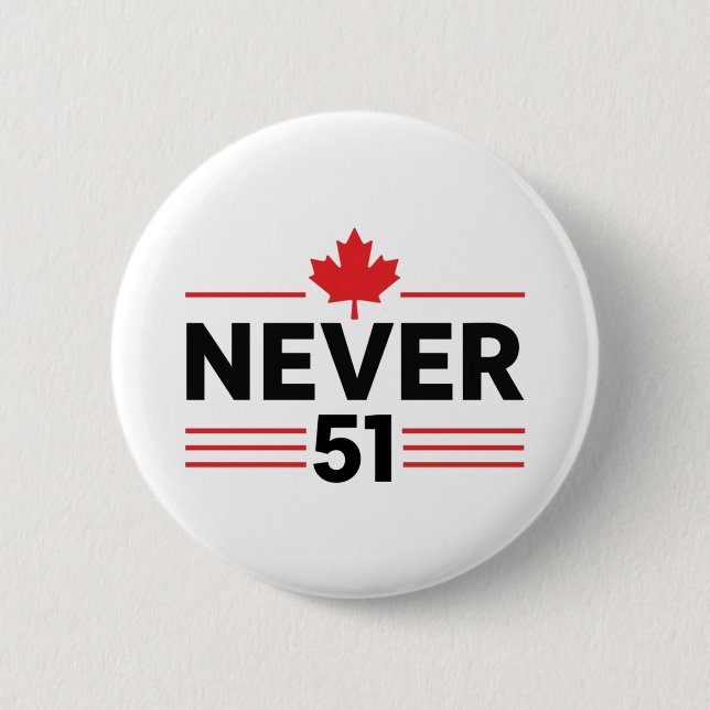 Never 51 State Canada Flag – Proud and Patriotic Button (Front)
