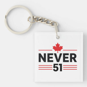 Never 51 State Canada Flag – Proud and Patriotic Keychain