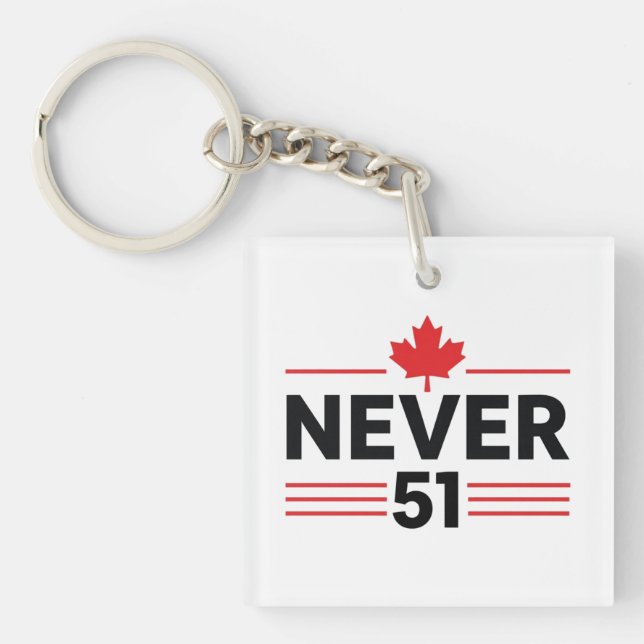 Never 51 State Canada Flag – Proud and Patriotic Keychain (Front)