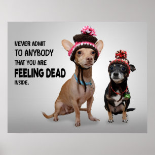 Never Admit You are Feeling Dead Inside Cute Dogs Poster