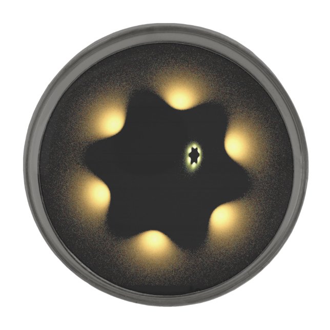 Never Again Fractal Star Of David Gunmetal Finish Lapel Pin (Front)