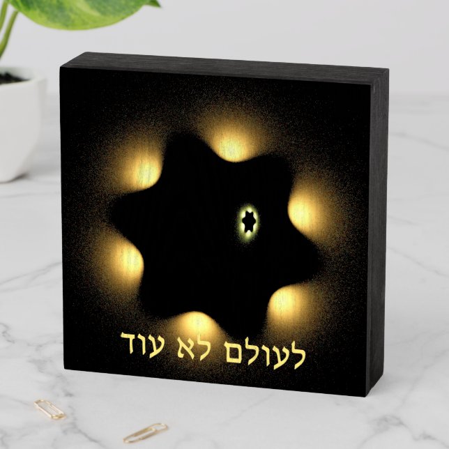 Never Again Fractal Star Of David Wooden Box Sign (In Situ Horizontal)