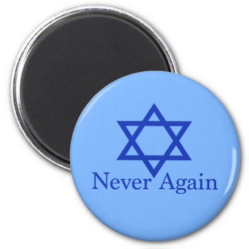 Never Again Jewish Holocaust Remembrance Blue Magnet