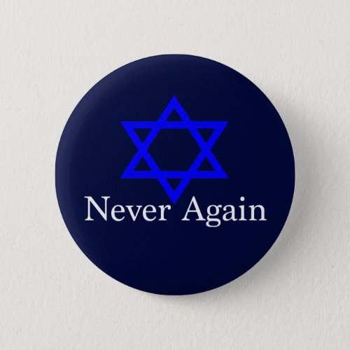 Never Again Jewish Holocaust Remembrance Button
