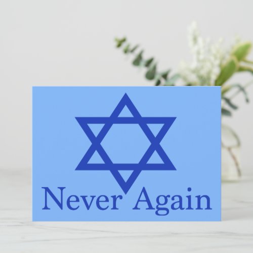 Never Again Jewish Holocaust Remembrance Card