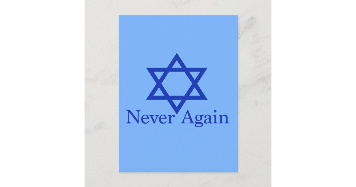Never Again Jewish Holocaust Remembrance Postcard | Zazzle