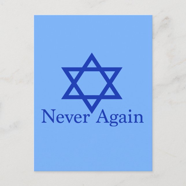 Never Again Jewish Holocaust Remembrance Postcard (Front)