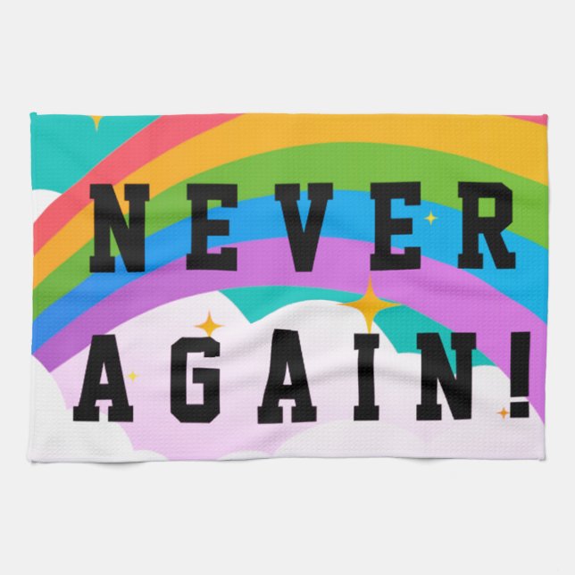 NEVER AGAIN KITCHEN TOWEL (Horizontal)