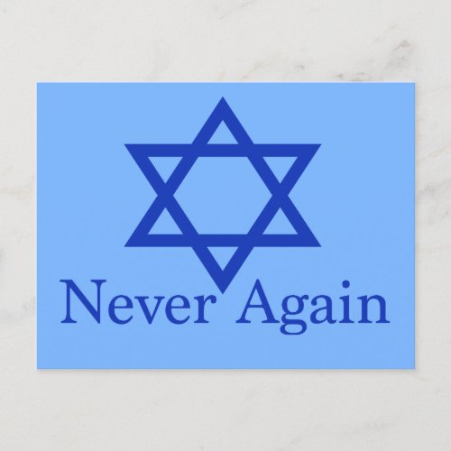 Never Again Star of David Holocaust Remembrance Postcard