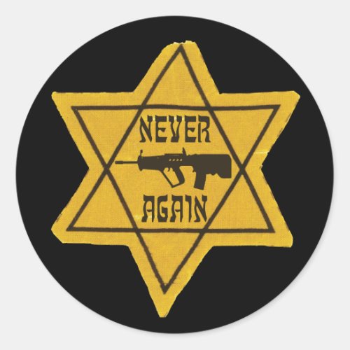 NEVER AGAIN Tavor Rifle and Star Classic Round Sticker