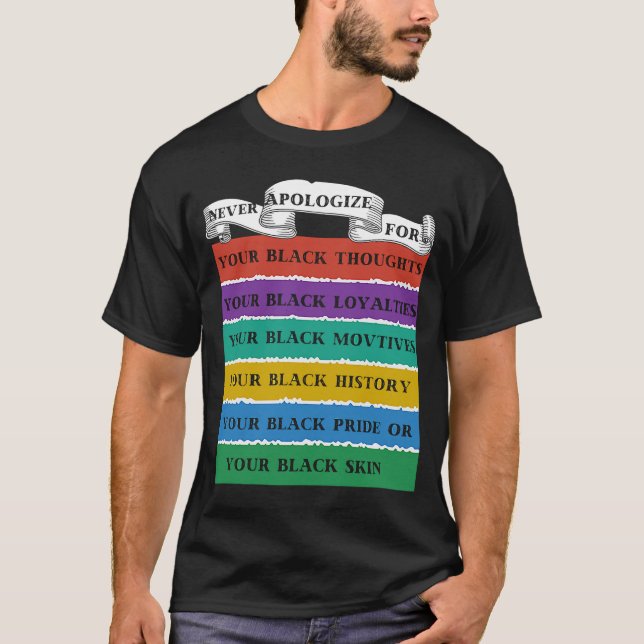 Never Apologize Black History Month BLM Melanin Pr T-Shirt (Front)