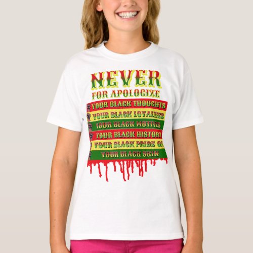 Never Apologize Black History Month T_Shirt