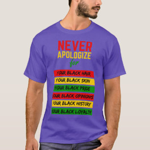 Never Apologize Black Pride Skin Hair Black Histor T-Shirt