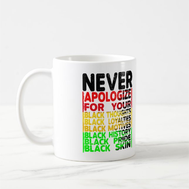 Never Apologize Blackness, Black Pride Empowerment Coffee Mug (Left)