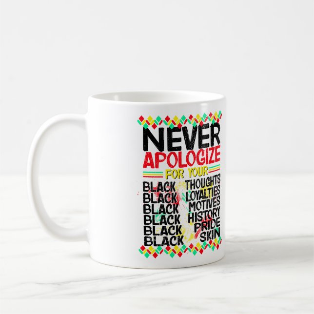 Never Apologize Blackness, Proud Being Black  Coffee Mug (Left)