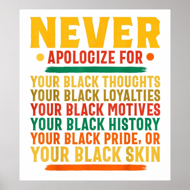 Never apologize for your black history poster (Front)