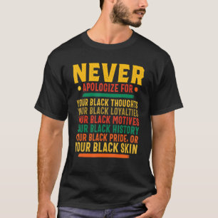 Never Apologize For Your Black Thoughts Black Hist T-Shirt