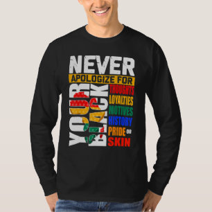 Never Apologize For Your Blackness Black History M T-Shirt