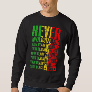 Never Apologize For Your Blackness Black History P Sweatshirt
