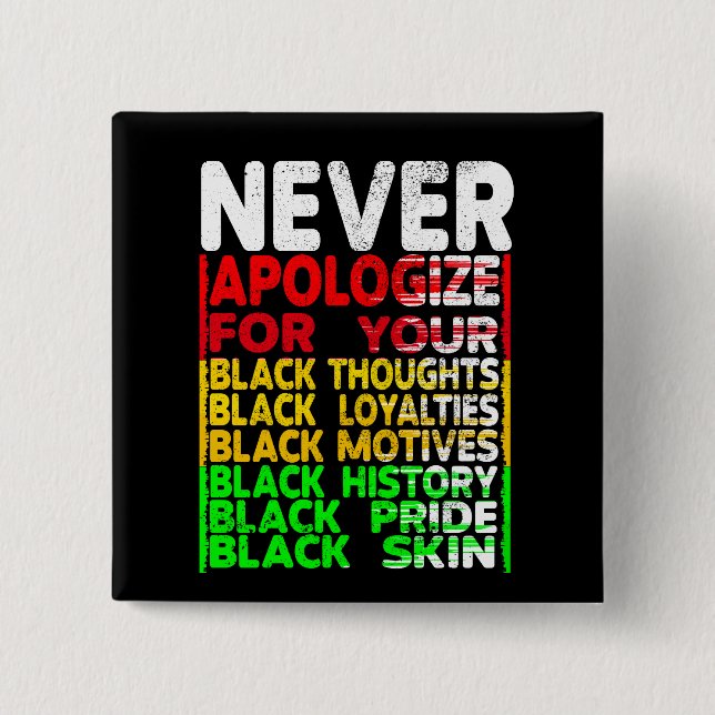Never Apologize for your Blackness Button (Front)