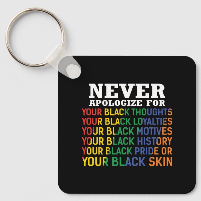 Never Apologize | Juneteenth | Black Pride Keychain (Front)