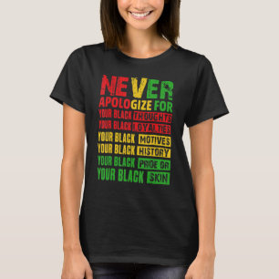 Never Apologize Your Black History Month African A T-Shirt