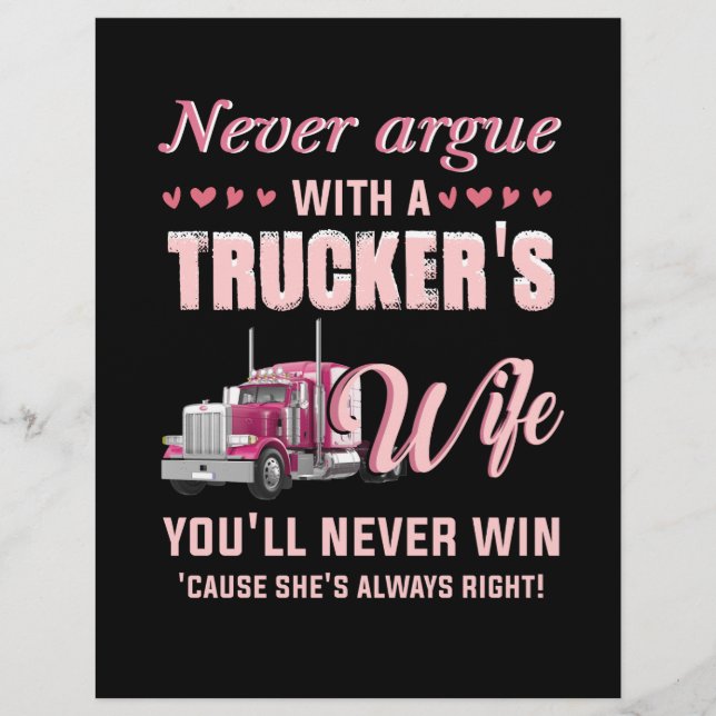 Never Aruge With A Trucker's Wife You'll never win Letterhead (Front)