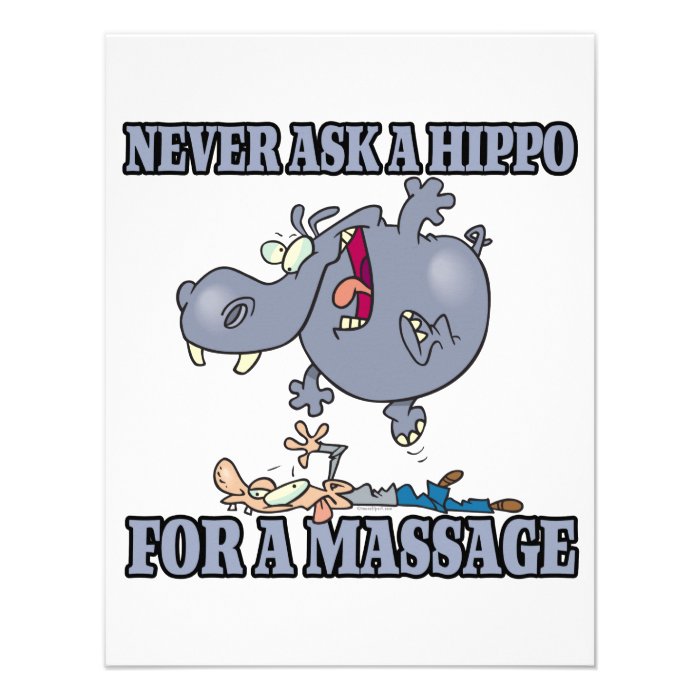 never ask a hippo for a massage personalized invitation