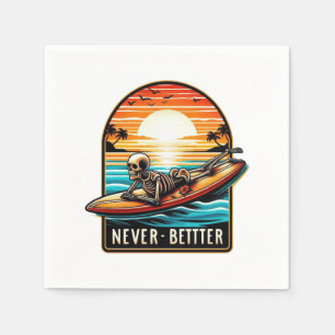 Never Better - Skeleton Surfing Sunset Wave Napkins