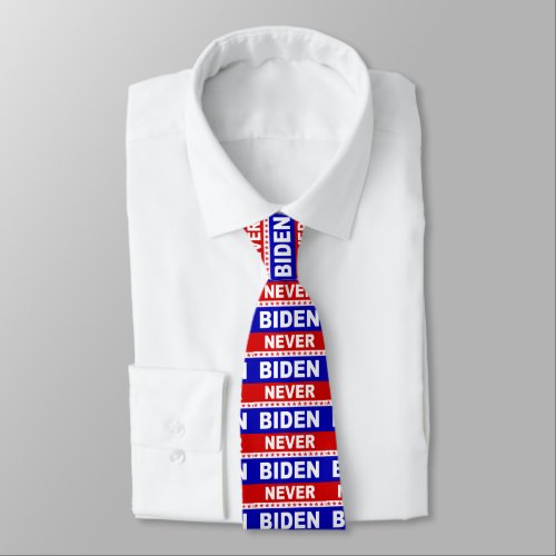 Never Biden red white and blue Neck Tie