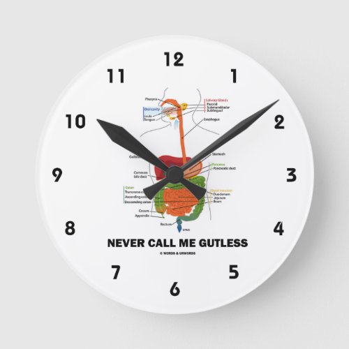Never Call Me Gutless Digestive System Humor Round Clock