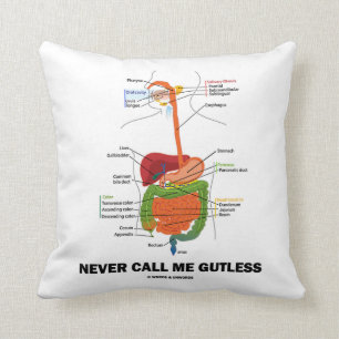 Never Call Me Gutless (Digestive System Humor) Throw Pillow