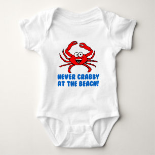 Never Crabby At The Beach Baby Bodysuit