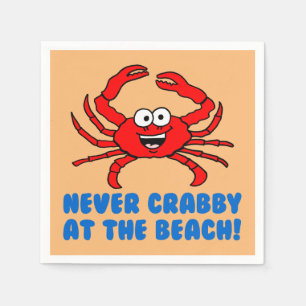Never Crabby At The Beach Napkins