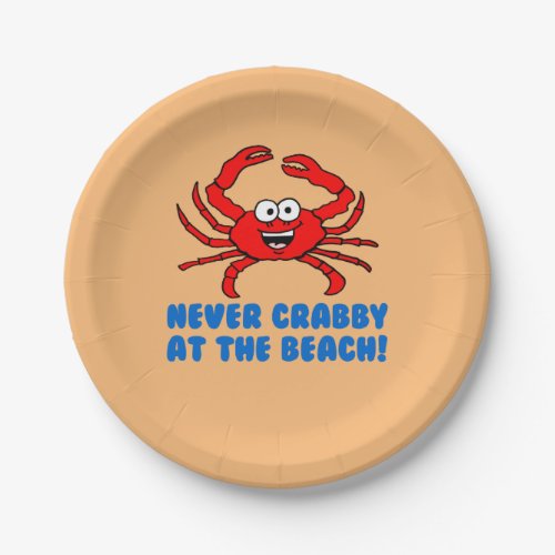 Never Crabby At The Beach Paper Plates