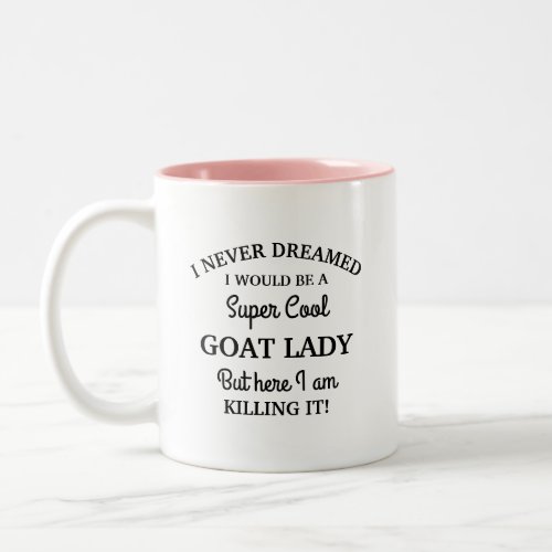 Never dreamed I would be a Super Cool Goat Lady Two_Tone Coffee Mug